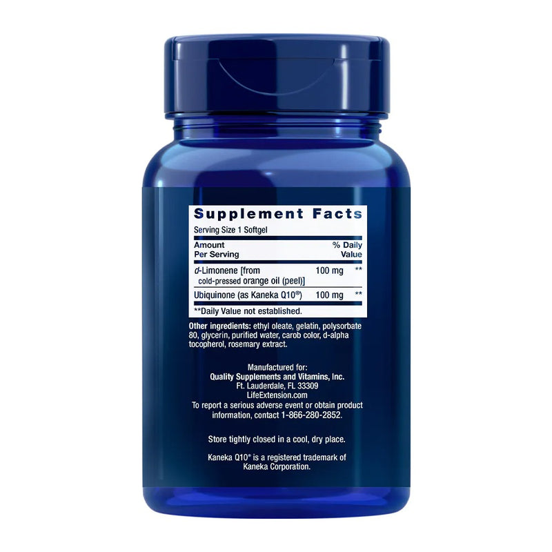 CoQ10 Ubiquinone 100 mg d-Limonene (60 Softgels) - Life Extension