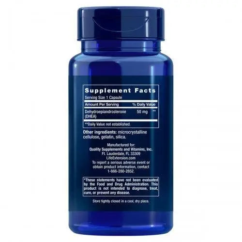 DHEA 50mg (60 Caps) - Life Extension - iPUMP Suplementos Rotulo