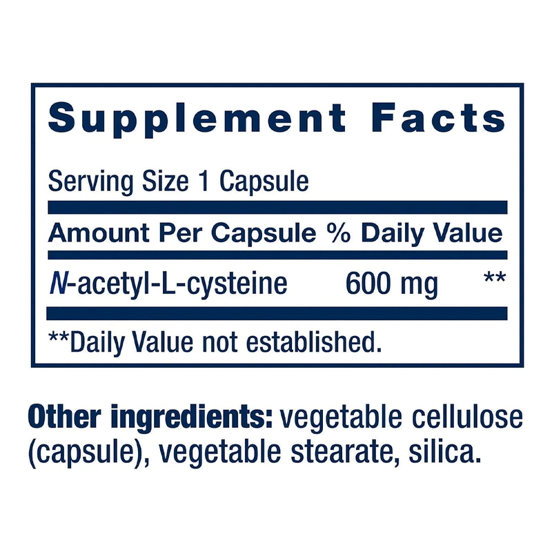 N-Acetyl-L-Cysteine NAC 600mg (60 Capsules) - Life Extension