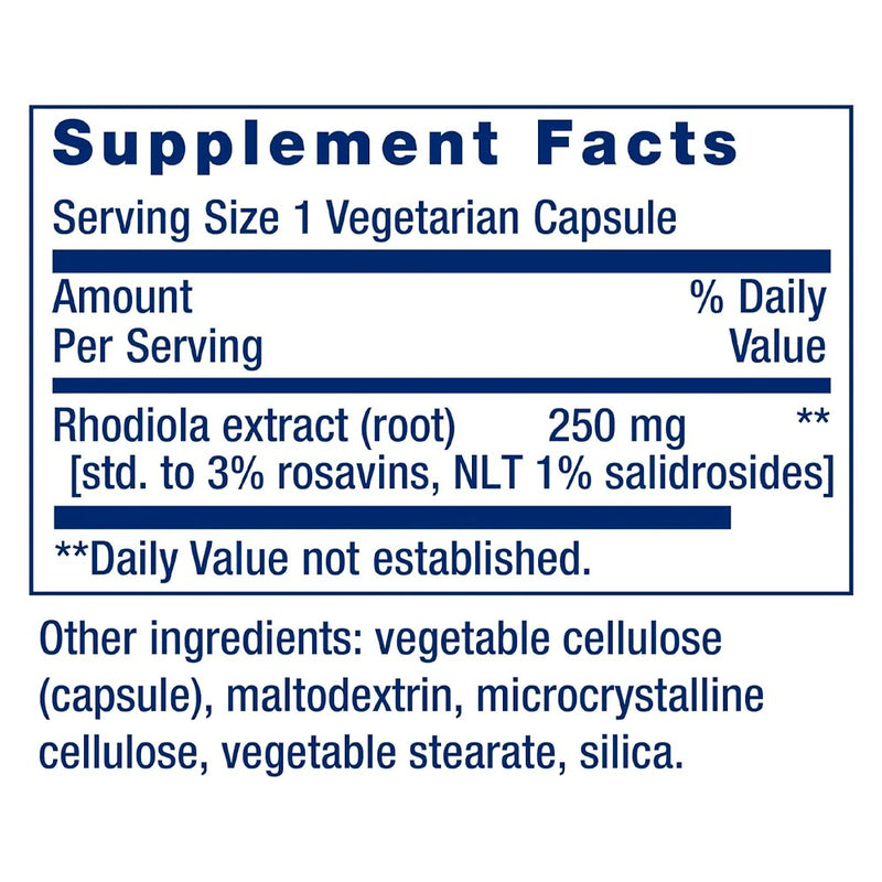 Rhodiola Extract 250mg (60 Vegetarian Capsules) - Life Extension